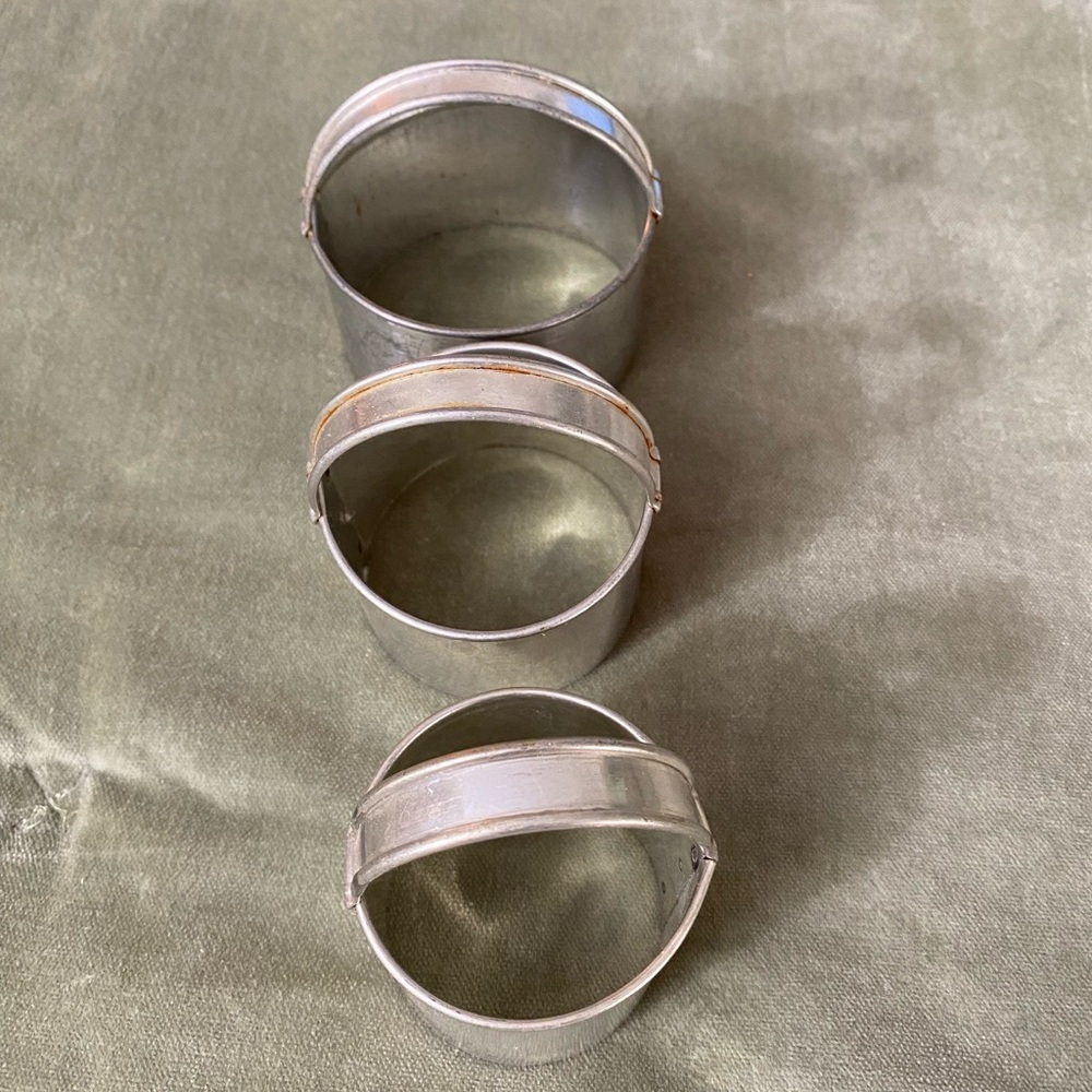 Set of Three Silver Metal Biscuit Cutters